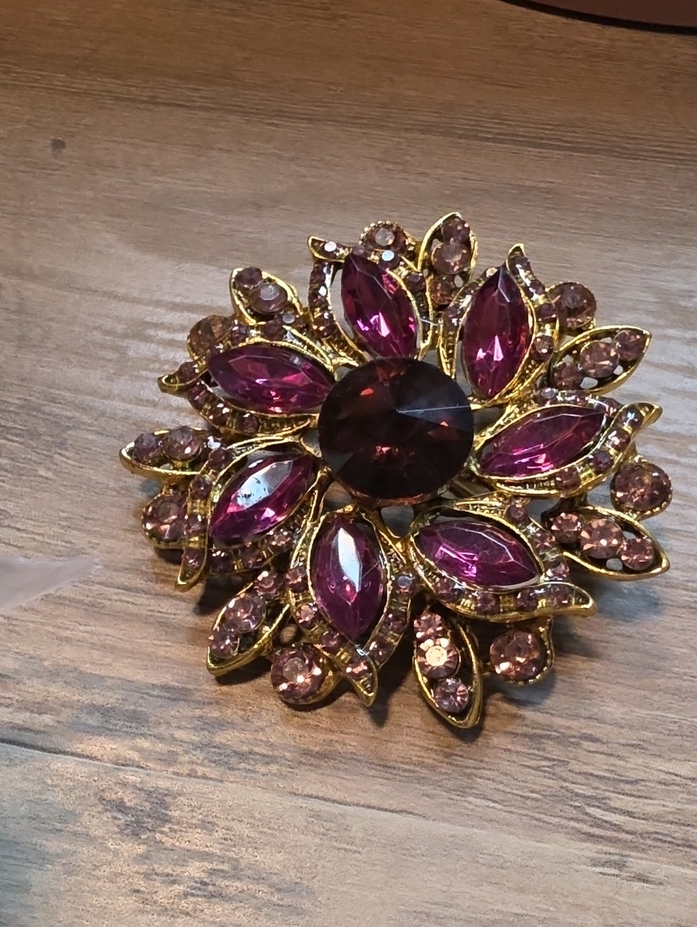Purple Crystal Floral Brooch Pin - Women Jewelry